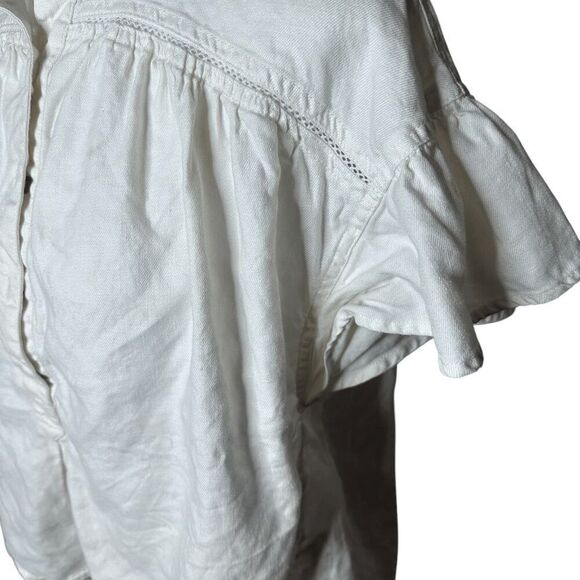 Anthropologie Maeve XS snow white top linen blend - Picture 6 of 6